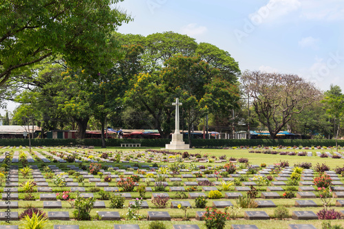 public war cemetery (Don - Rak war cemetery) historical monuments of allied prisoners of the world war II in Kanchanaburi Thailand