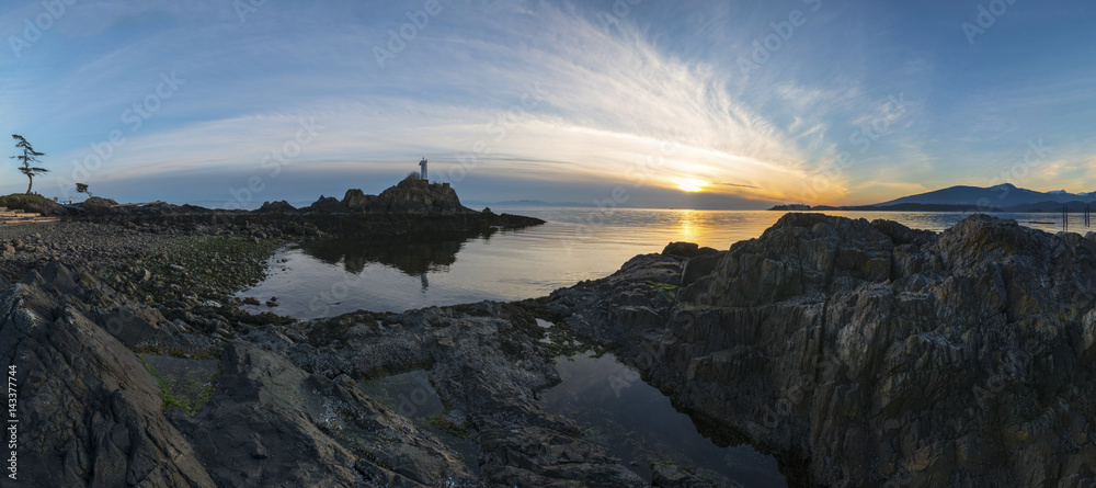 Sunset Panorama Lighthouse Pacific North West