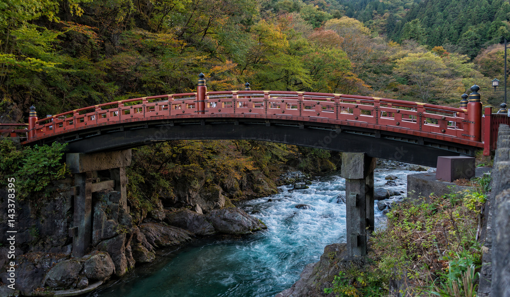 Red bridge in autumn season at Nikko, Japan. Red bridge in autumn season at Nikko, Japan.