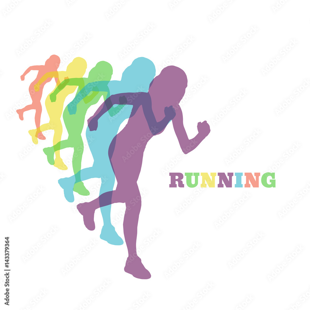 running woman silhouette color vector eps 10