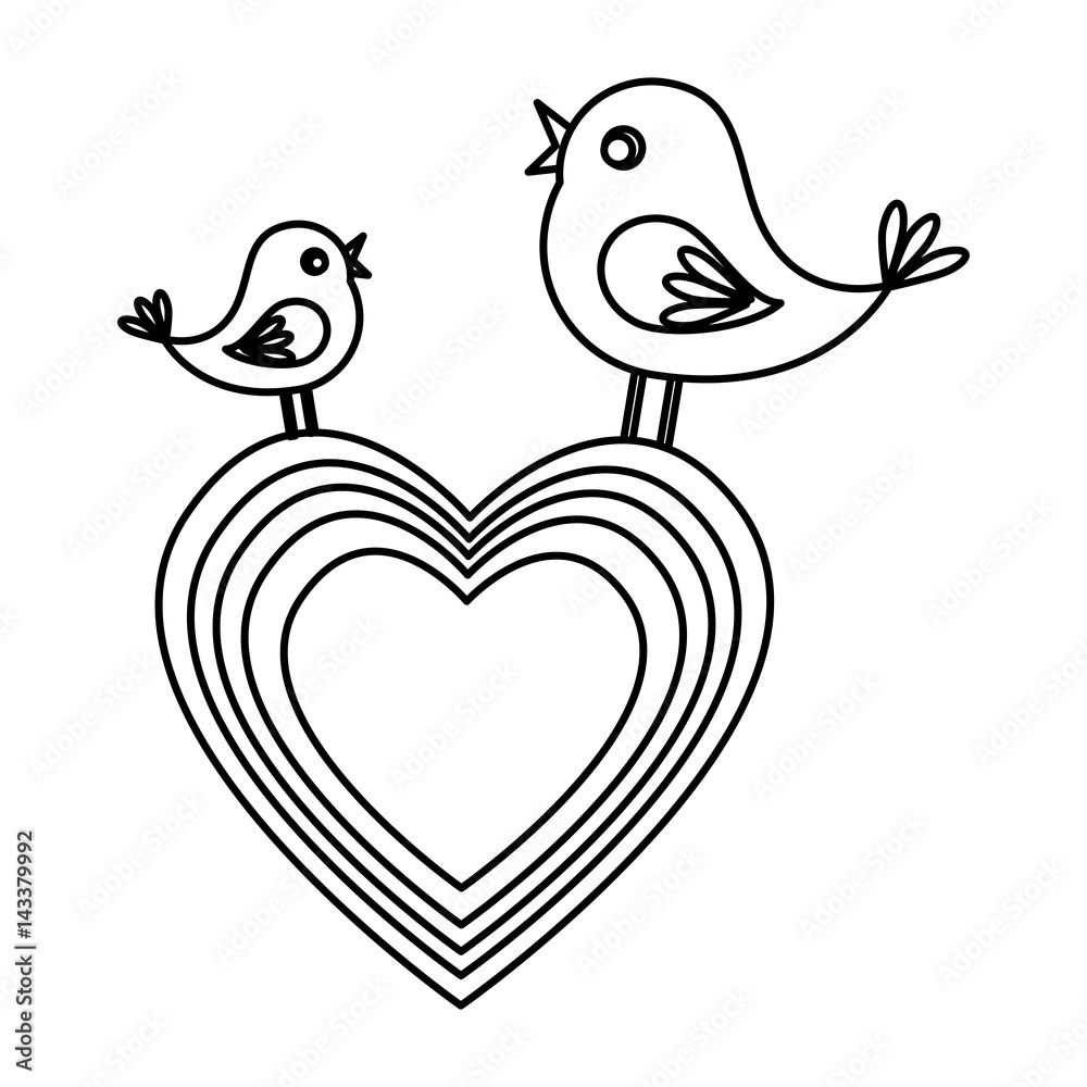 heart and birds icon