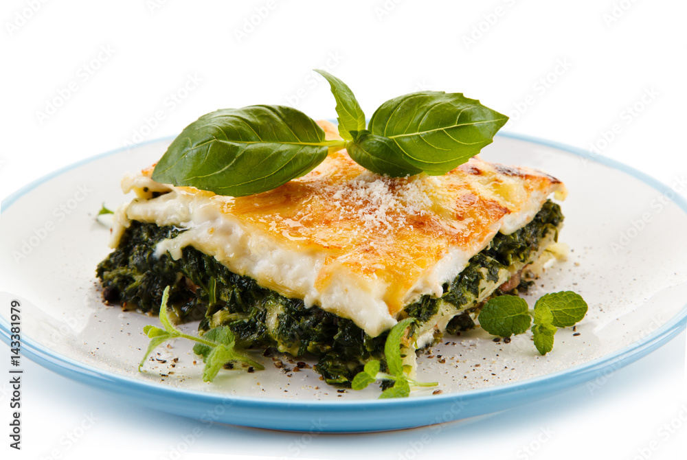 Vegetarian lasagna with spinach