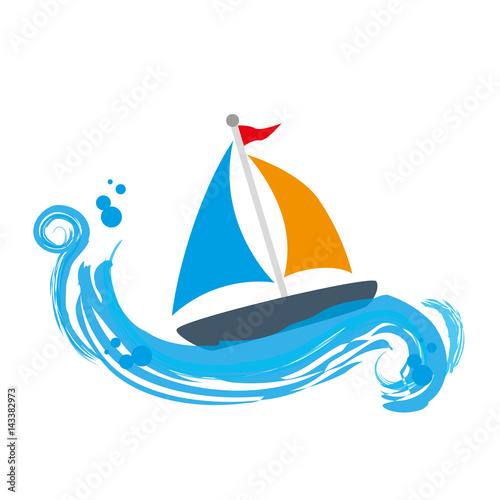 sailboat maritime emblem icon