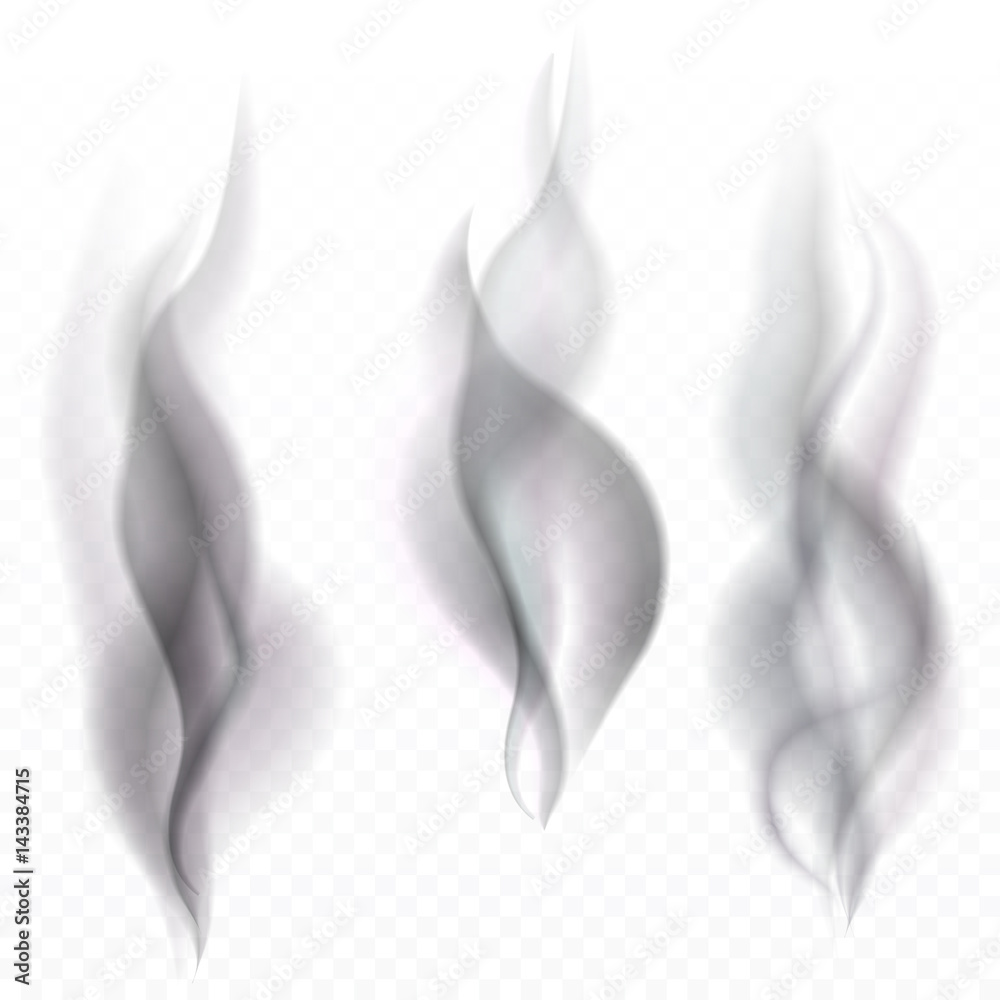 Abstract smoke waves on transparent background illustration