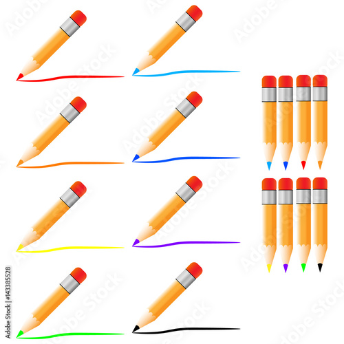 Colour pencils with eraser