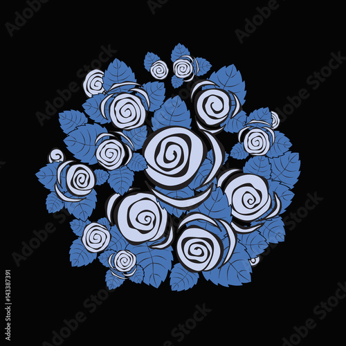 stock vector abstract hand draw flower and wave, doodle bouquet. oriental or arabic, russia art background. template for card. banner