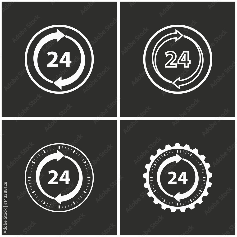 Fototapeta premium 24 hour service icon set.