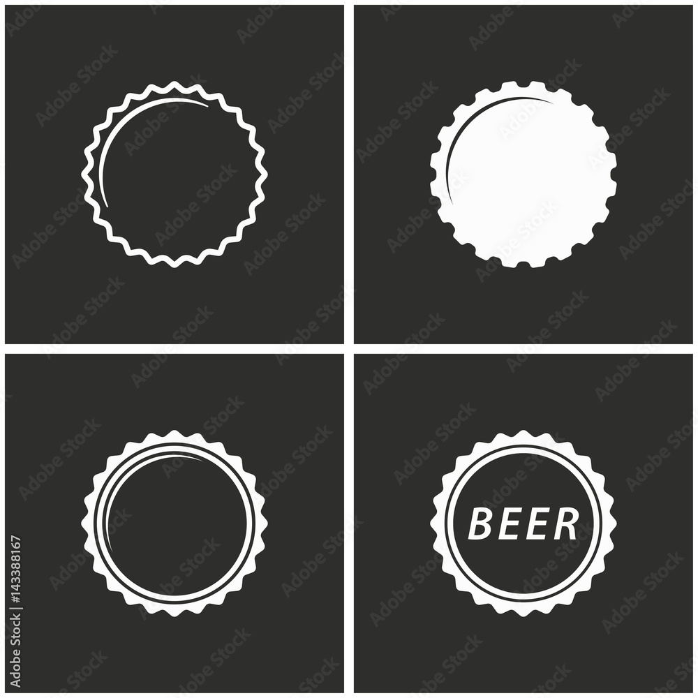 Bottle cap icon set. Bottle cap icon set.