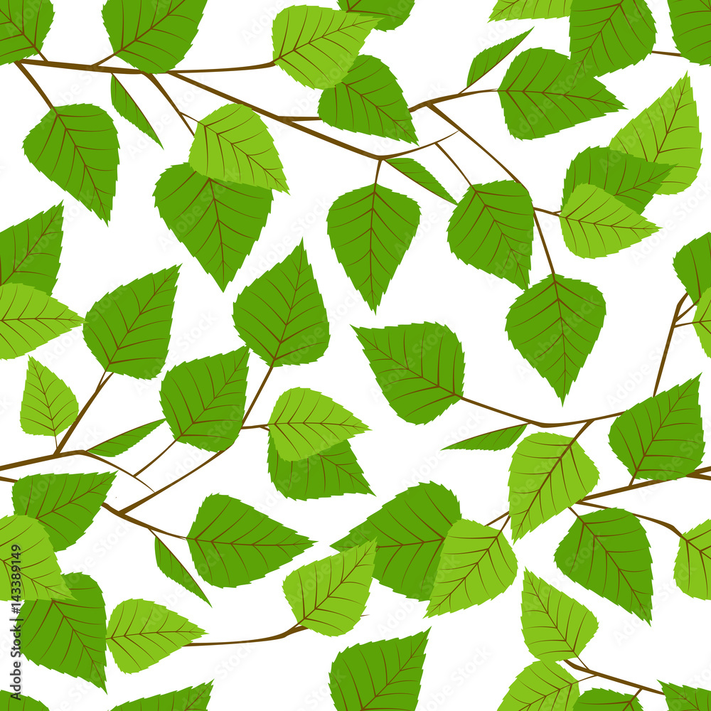 Seamless pattern with branch of birch.