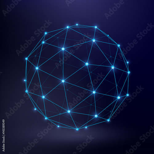 Futuristic technology vector background with wireframe connection circle graphic
