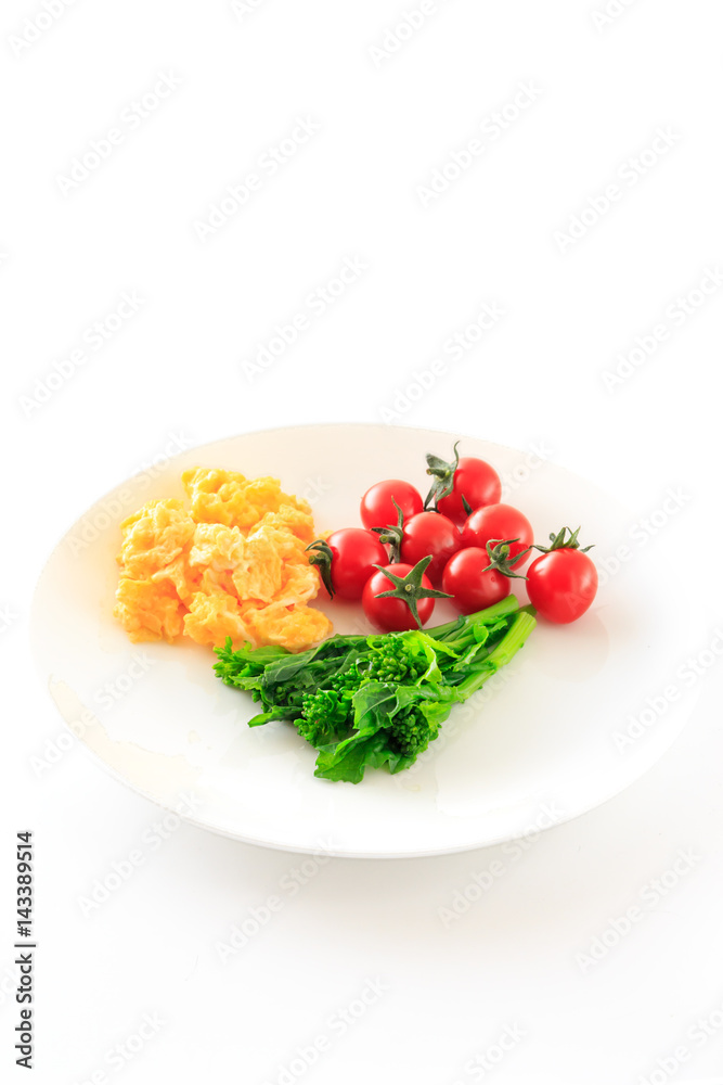 salad with boiled green rape blossoms salad with boiled green rape blossoms