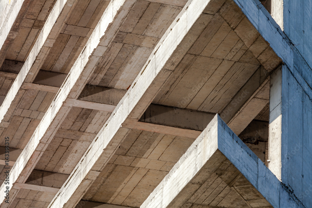 Modern concrete building structure under construction