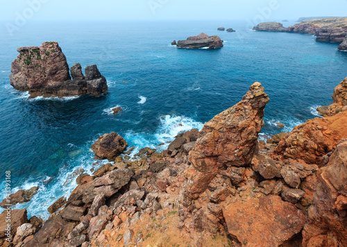 Summer Atlantic rocky coast (Algarve, Portugal).