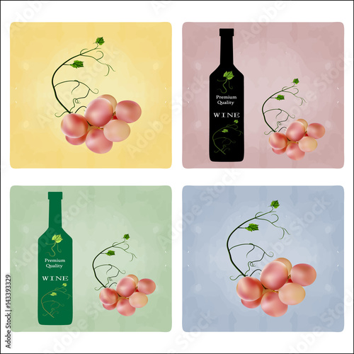 Fresh bunch of grapes. Manufacturer of fresh juices and wine. set logo.