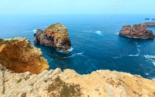 Summer Atlantic rocky coast (Algarve, Portugal).