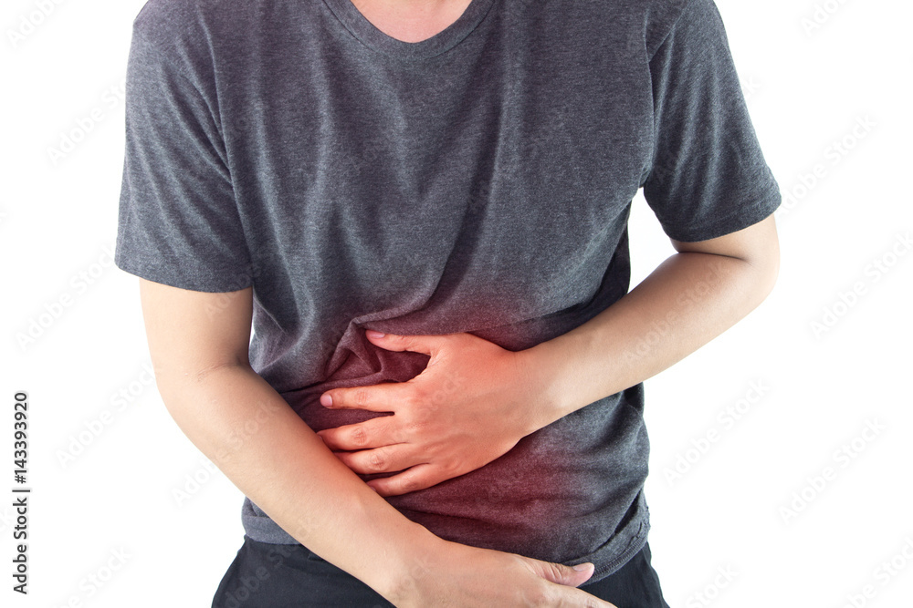 Φωτογραφία Male stomachache on a white background ,Concept with Healthcare And Medicine