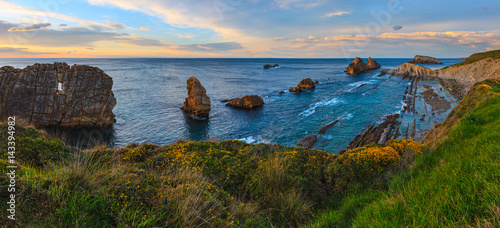 Sunset Arnia Beach coastline landscape. photo