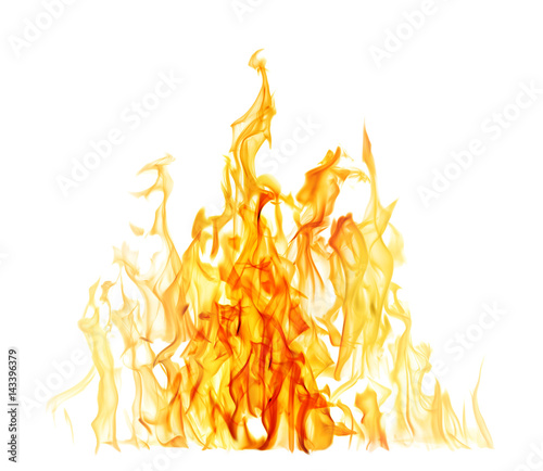 high yellow flame with dark center isolated on white