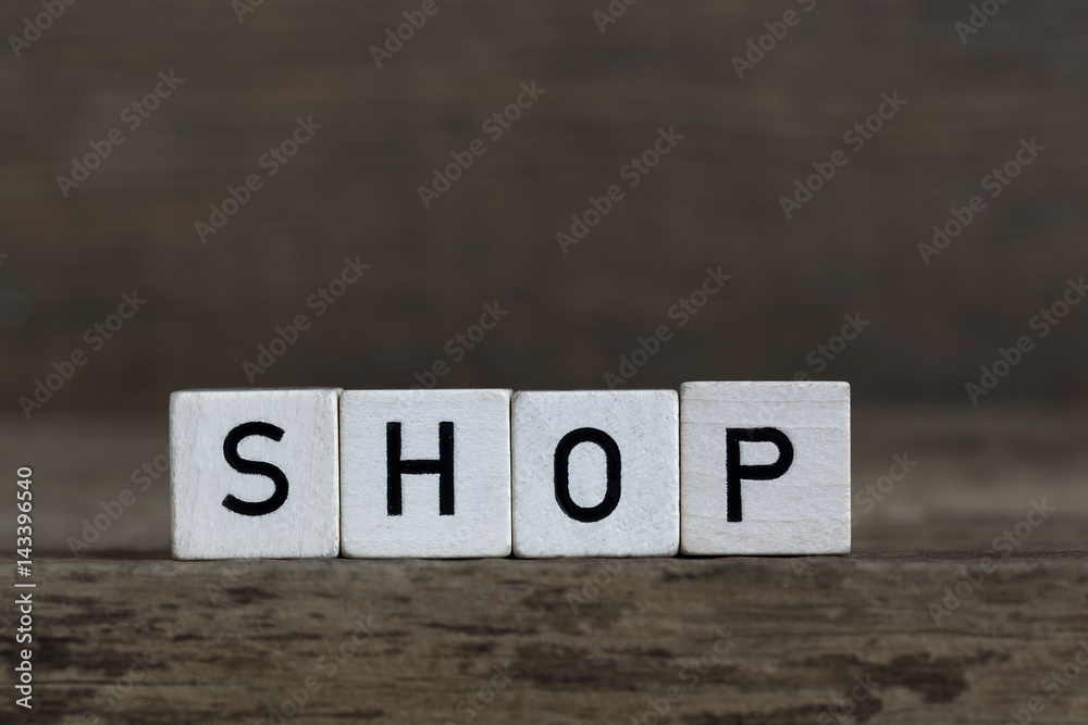 Fototapeta premium Shop, written in cubes