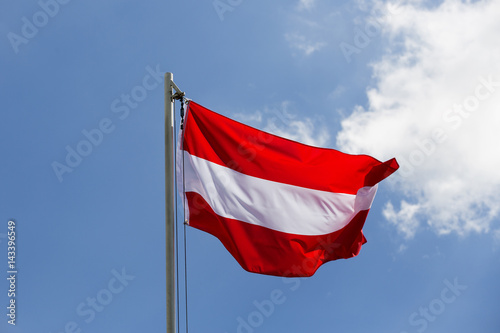 National flag of Austria on a flagpole