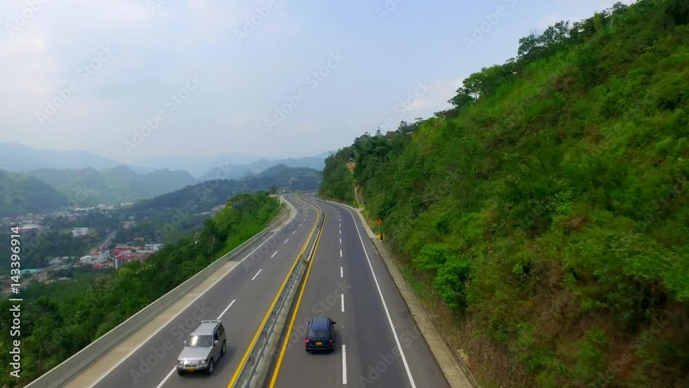 aereo car Black Passing highway aereo car Black Passing highway