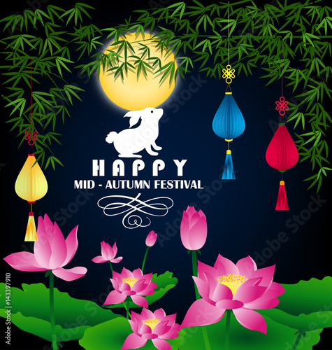 happy mid autumn festival chinese background