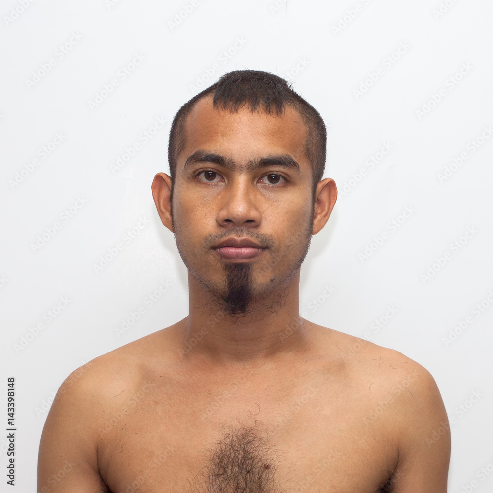 Fototapeta premium Asian man with funny hair and beard style