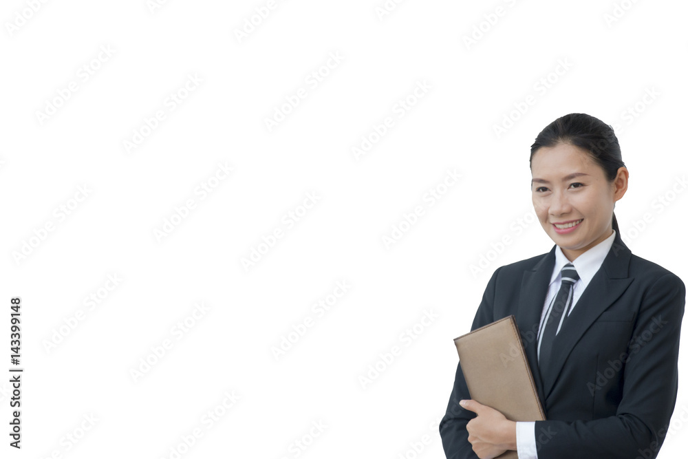 Woman wears business suit on white background Woman wears business suit on white background