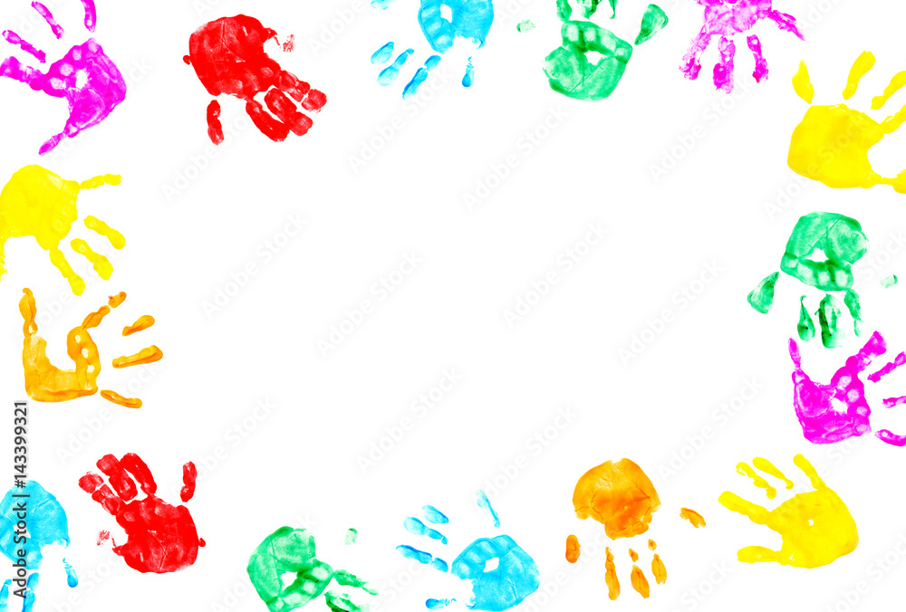 Hand prints of child isolated on a white Hand prints of child isolated on a white