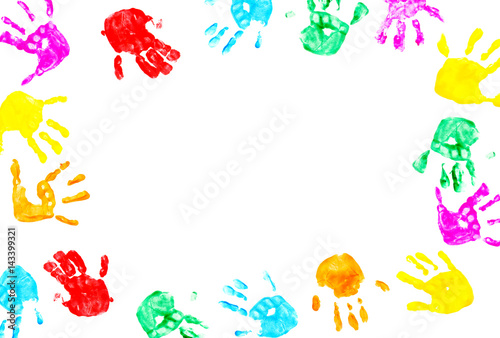 Hand prints of child isolated on a white