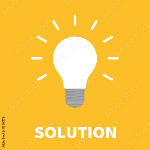 Light bulb on yellow background solution