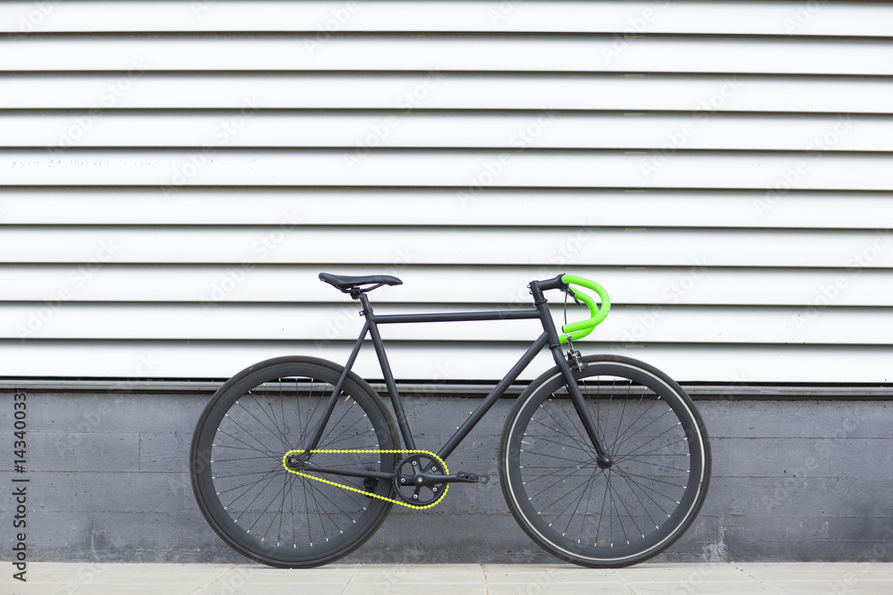 Fixie bike on urban background. Fixed bike.