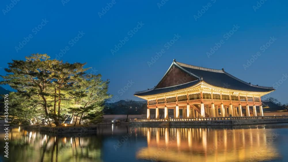Kyeonghoe-ru pavilion timelapse, Seoul, South Korea, 4K time lapse Kyeonghoe-ru pavilion timelapse, Seoul, South Korea, 4K time lapse