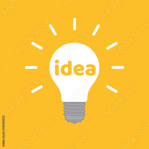 Text on the glowing bulb idea