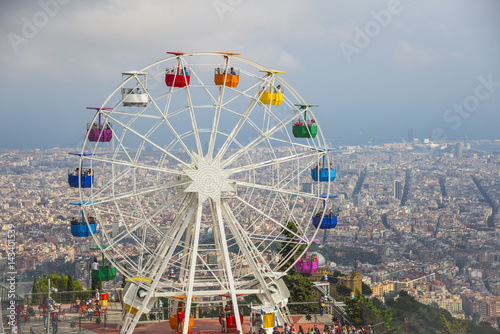 Amusement park with the views of Barcelona city