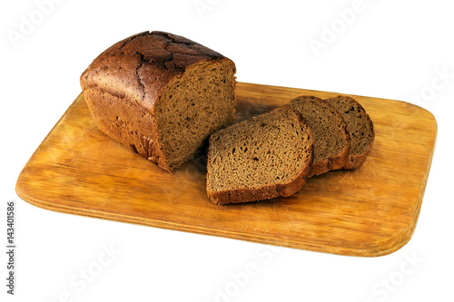 Chopped brown bread on a board