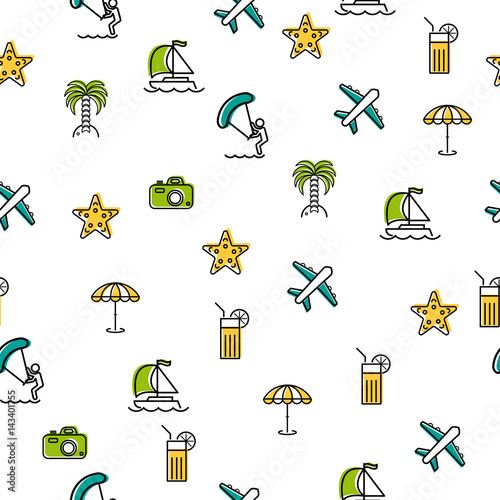Seamless pattern with summer icons