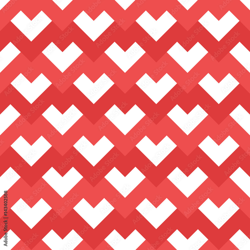 Vector seamless pattern. Geometric white hearts. Vector seamless pattern. Geometric white hearts.