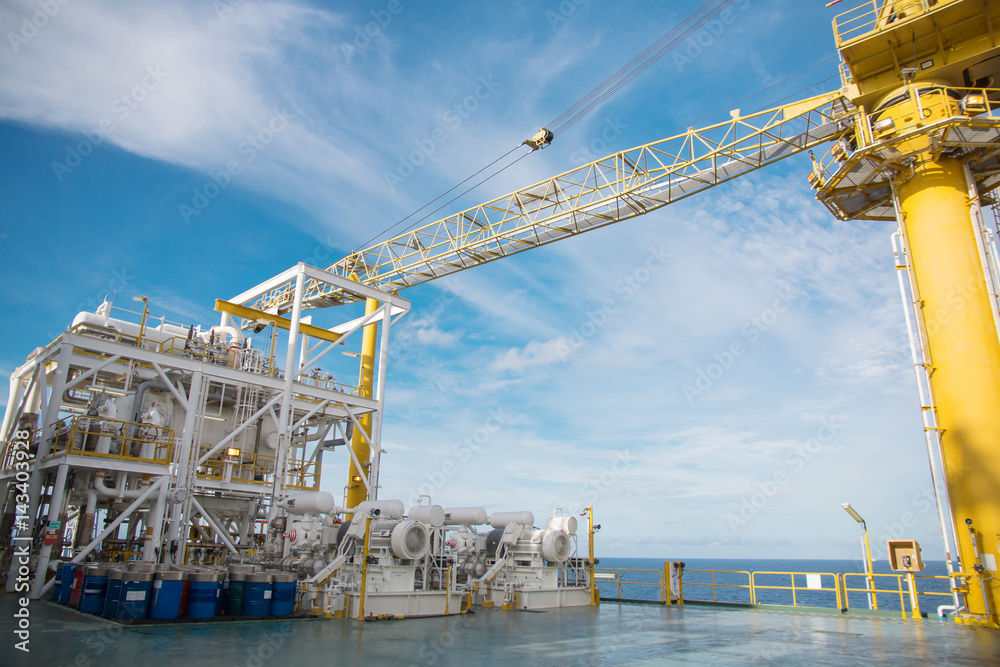 Oil and gas platform in the gulf or the sea, The world energy, Offshore oil and rig construction. Oil and gas platform in the gulf or the sea, The world energy, Offshore oil and rig construction.