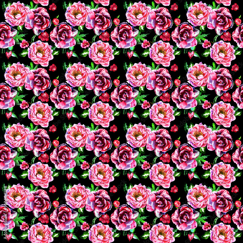 Wildflower peony flower pattern in a watercolor style isolated. Wildflower peony flower pattern in a watercolor style isolated.