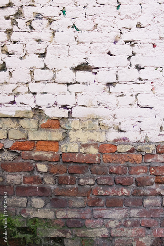 Old brick painted wall, urban background