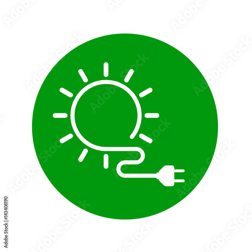 Icono plano energia solar blanco en circulo verde