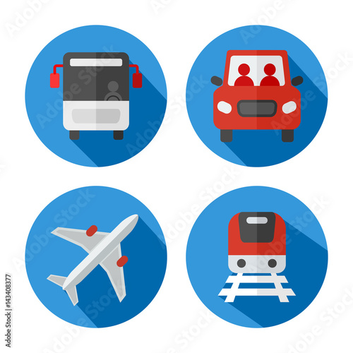 Set of transport related vector icons