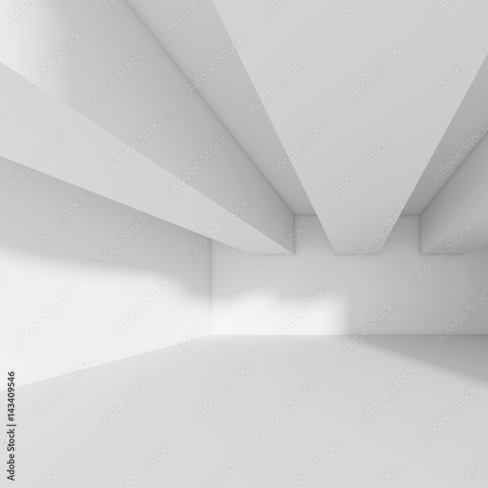 White Abstract Shapes. Futuristic Building Construction White Abstract Shapes. Futuristic Building Construction