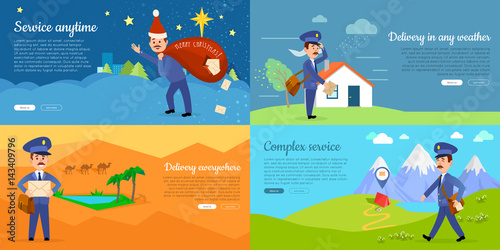 Delivery Service Vector Cartoon Web Banners Set