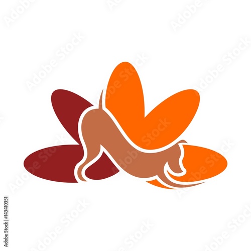 dog and lotus logo vector design.