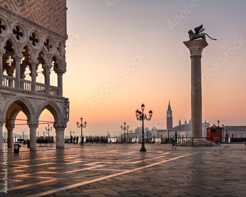 Doges Palace (Palazzo Ducale) on Saint Mark square at Sunrise, Venice, Italy © anshar73