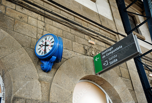 Clock in the train station of Santiago de Compostela, Galicia, Spain photo