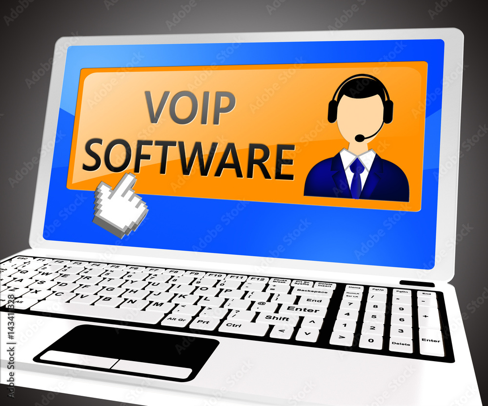 Voip Software Shows Internet Voice 3d Illustration Voip Software Shows Internet Voice 3d Illustration