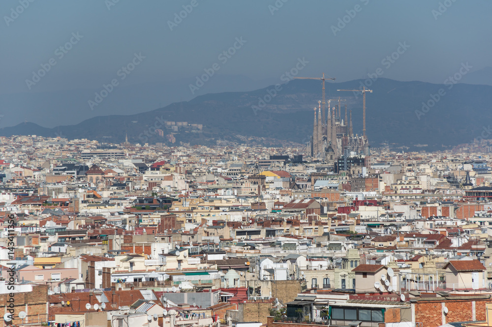 Obraz premium Panoramiczny widok na Barcelonę